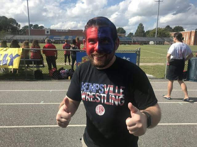 English teacher Mr. Mosley prior to the start of Kempsville High Schools pep rally on Monday, October 15th.