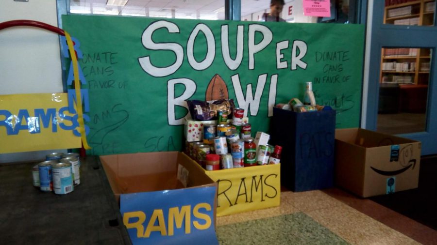 SCA Soup-er Bowl collection boxes on Thursday, January 31, 2019.