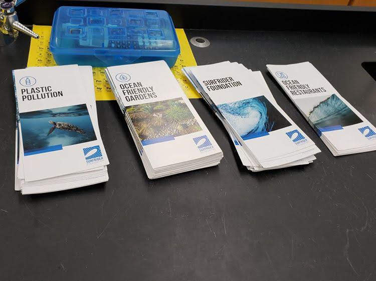 Pamphlets+Ms.+Therese+Whitehurst%2C+a+Chemistry+teacher+who+started+the+Surfrider+Foundation+at+Kempsville+handed+out+on+September+13+to+educate+students+about+the+use+of+plastic+and+protecting+the+environment.