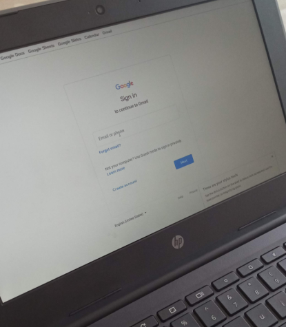 Personal Gmail sign-in page after selecting the “Gmail Kiosk” function on a signed-out, VBCPS distributed Chromebook.